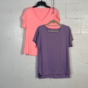 Ideology short sleeve t-shirt set of 2 Crocus petal/Spring tulip Large